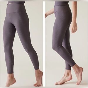EUC Athleta Elation RibTights Sz Med Purple High Rise 25" Inseam Yoga Run